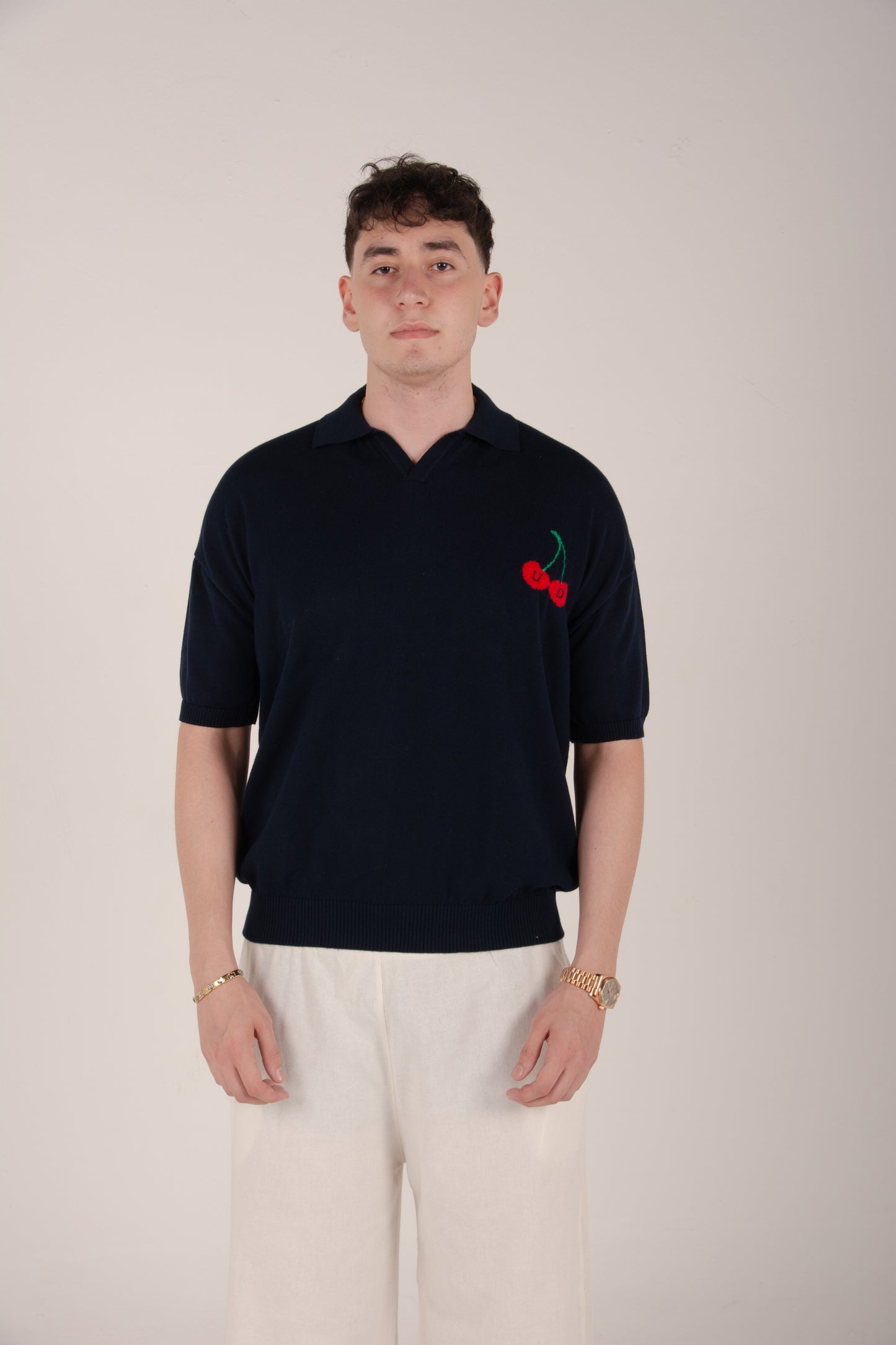 Midnight Cherry Knitted Polo