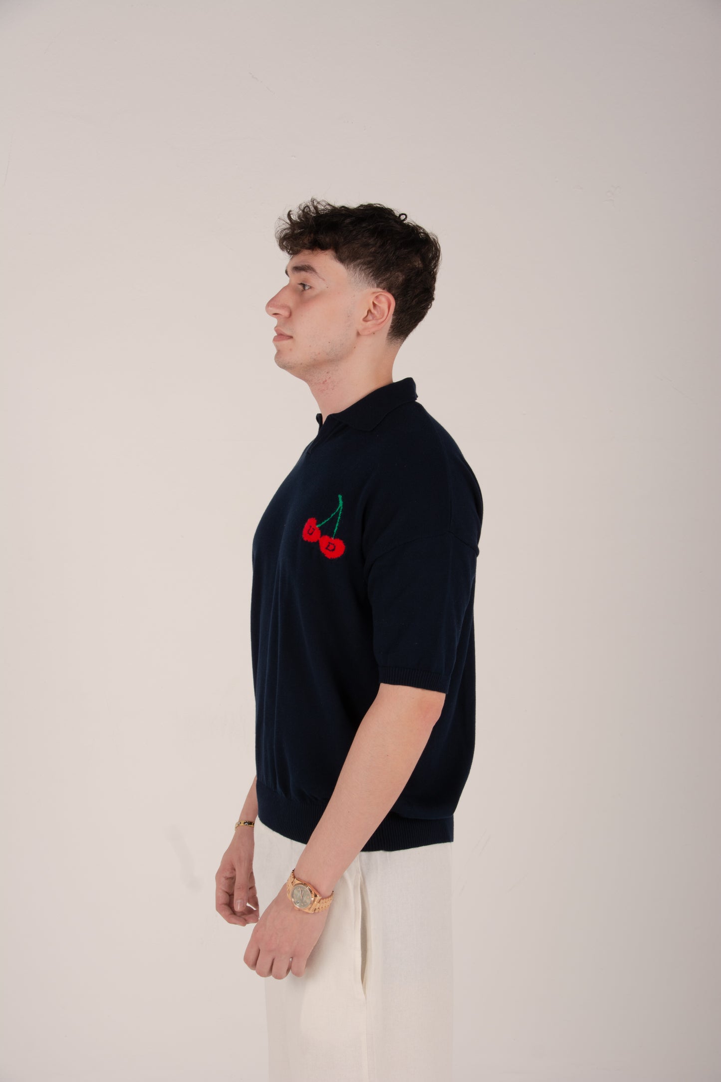 Midnight Cherry Knitted Polo