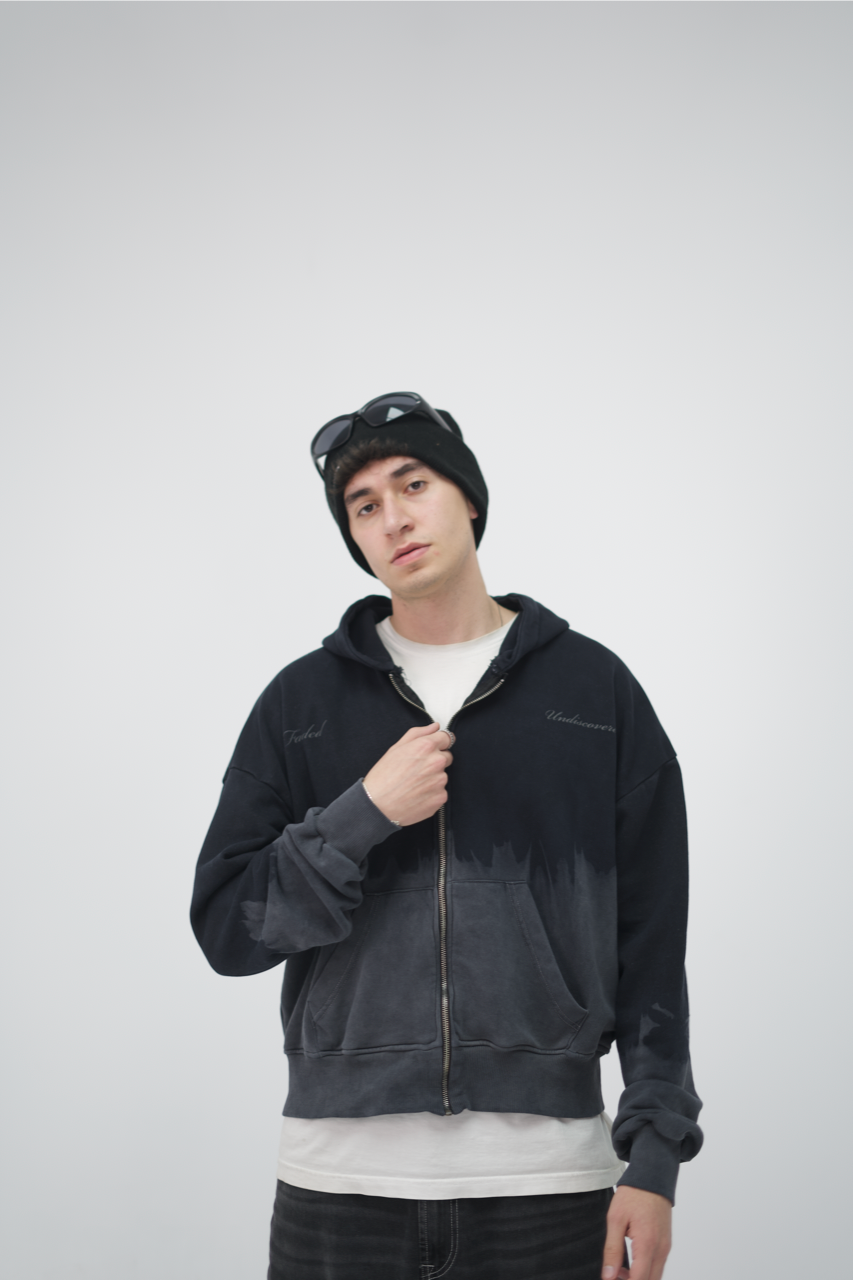 Faded Wash Zip-Up Hoodie