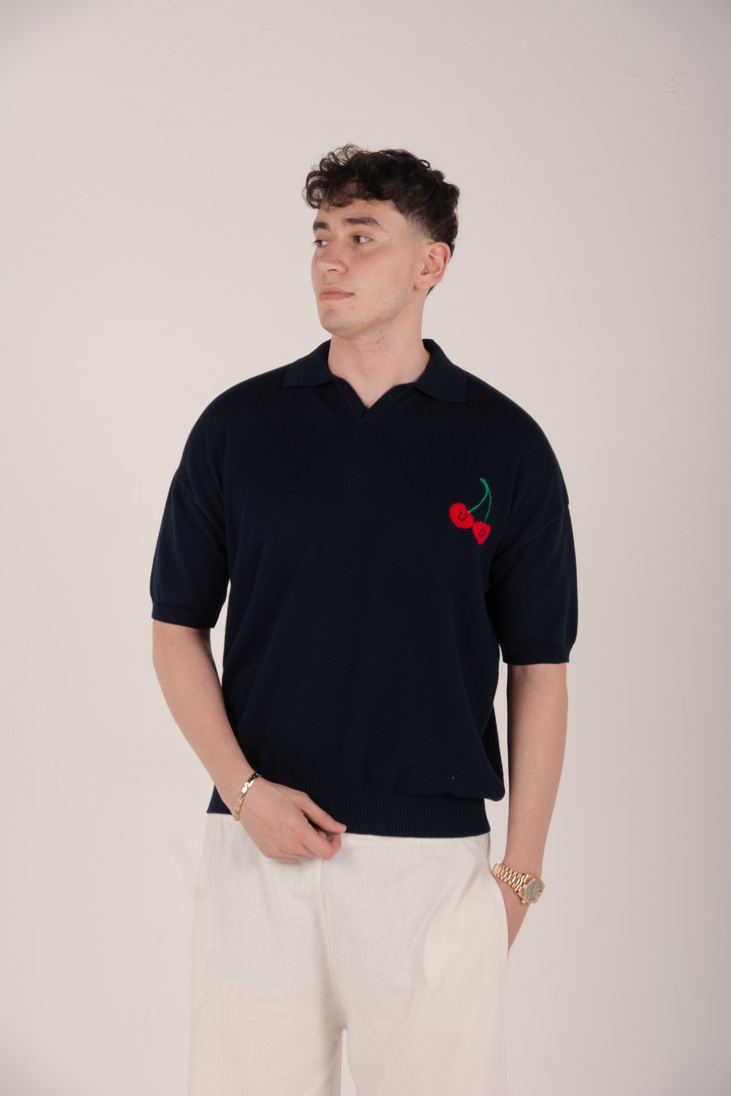 Midnight Cherry Knitted Polo