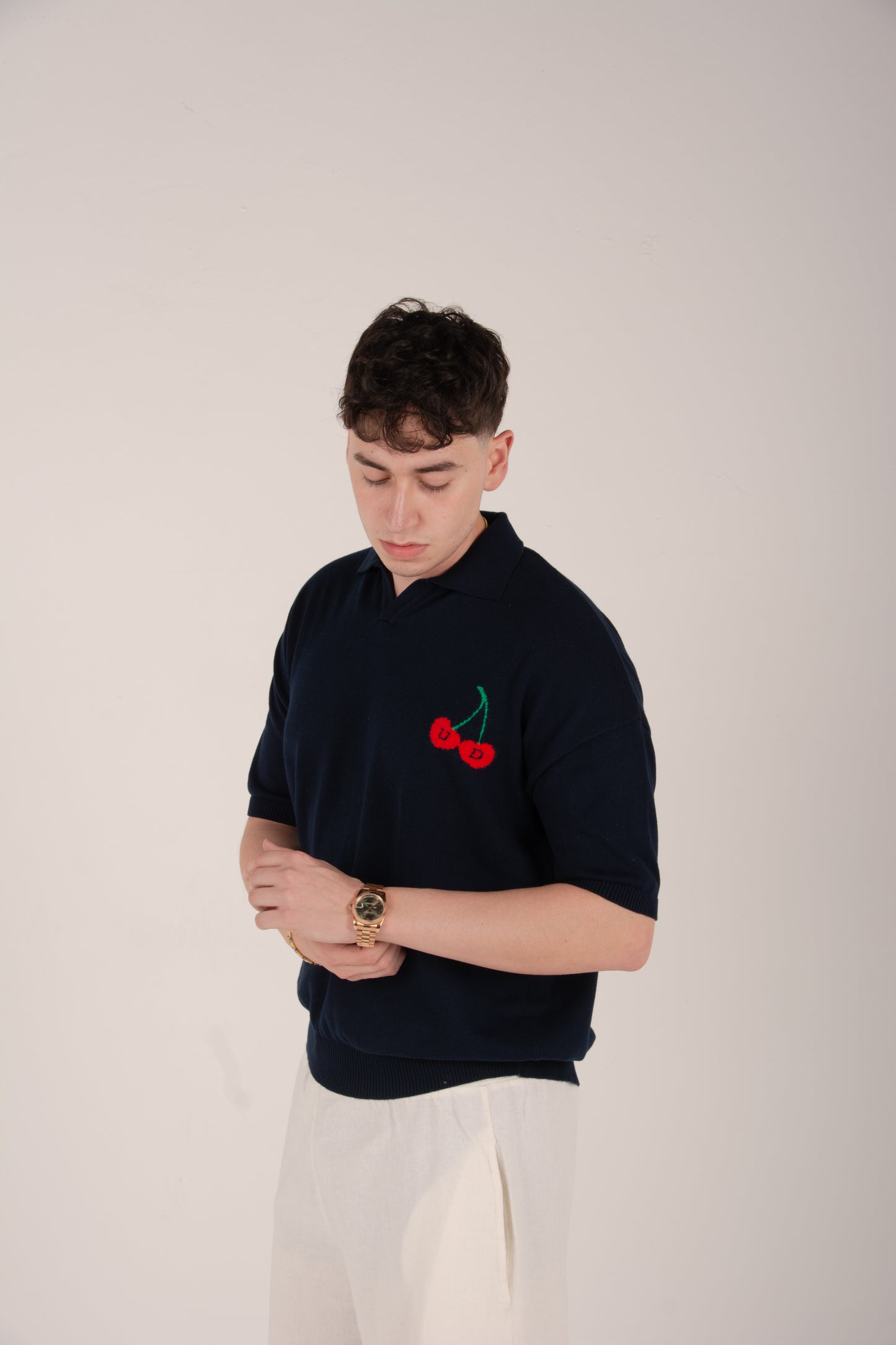 Midnight Cherry Knitted Polo