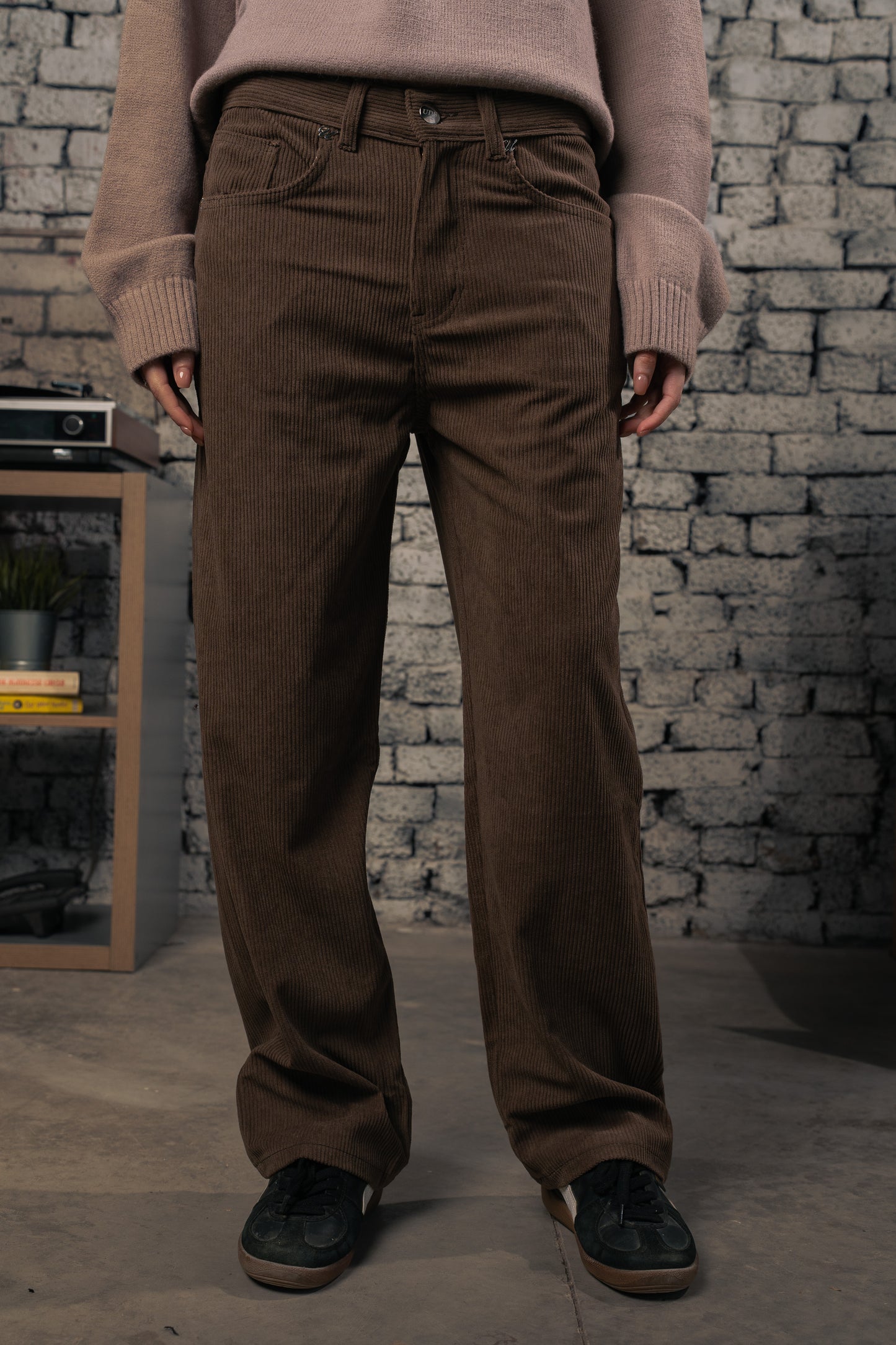 Brown Pinned Corduroy Pants