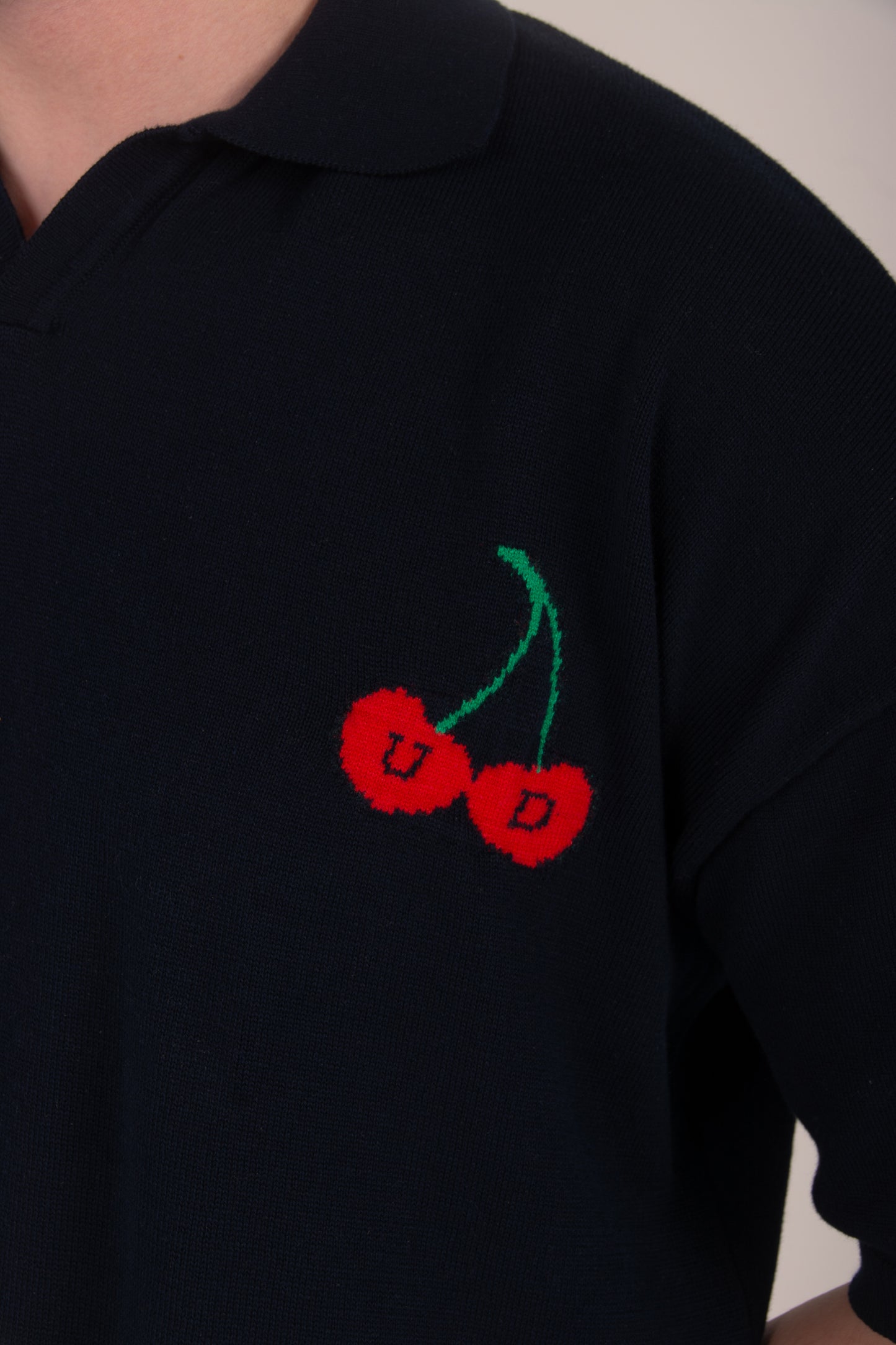 Midnight Cherry Knitted Polo