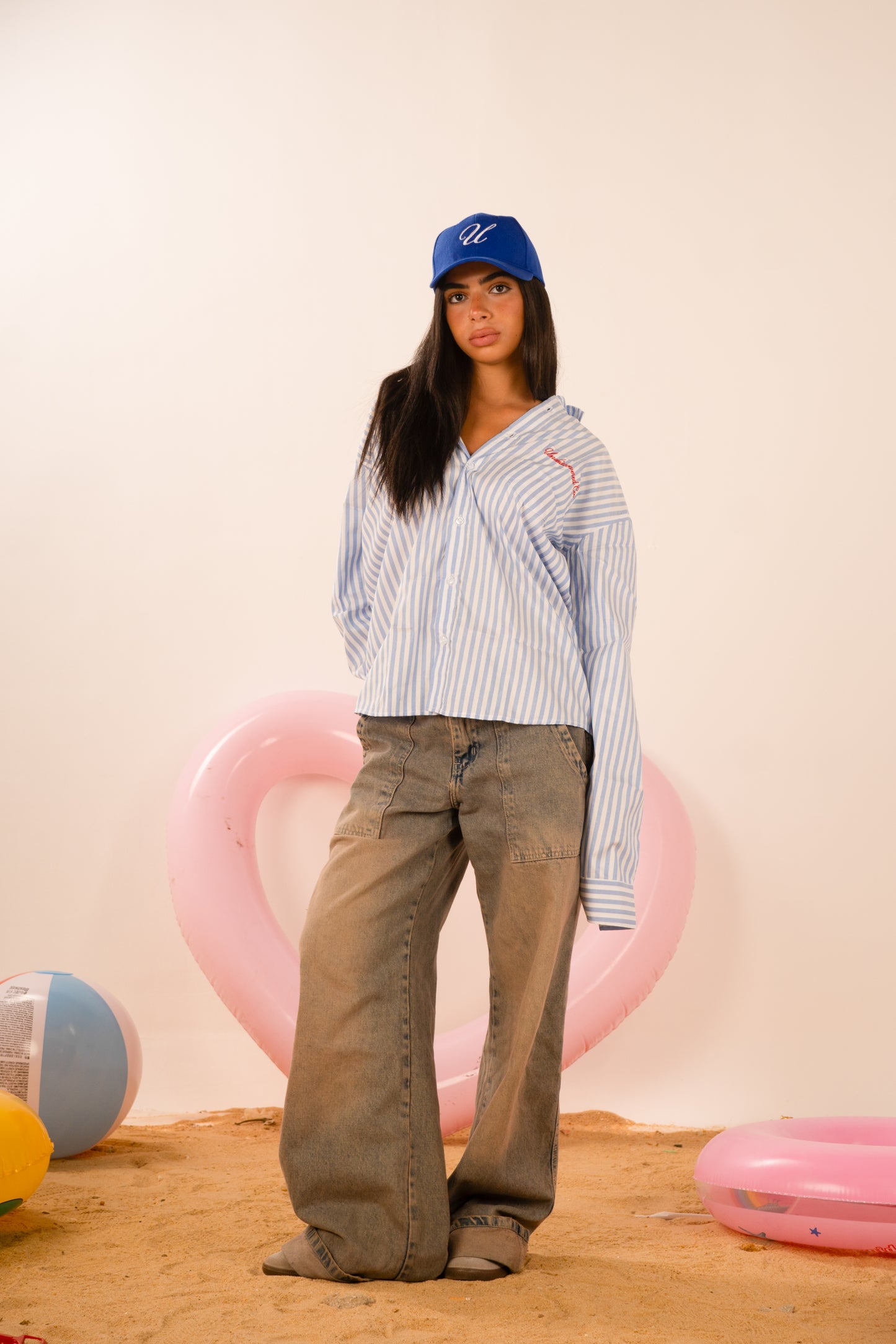 Oversized Striped Button-Up Shirt