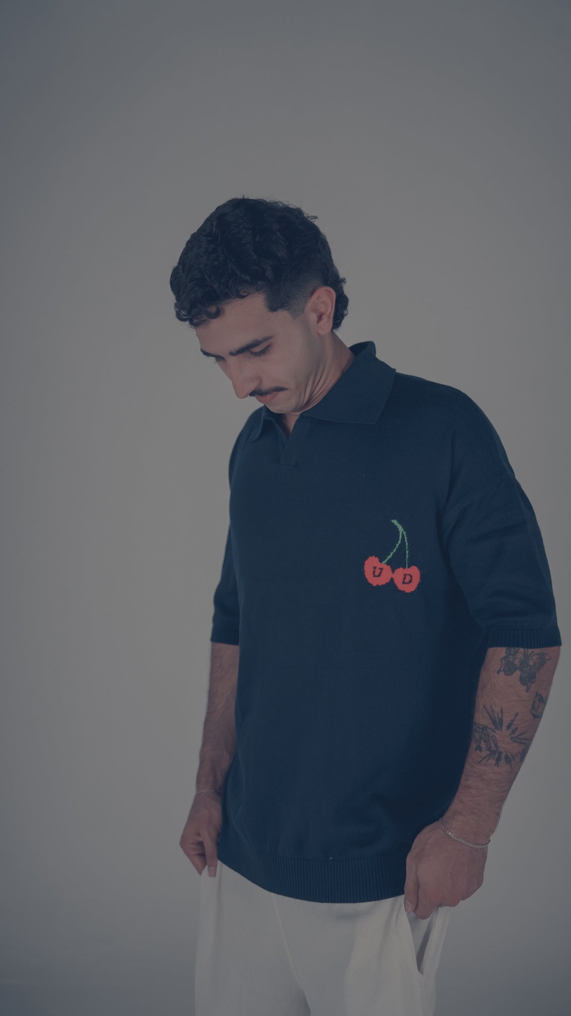 Midnight Cherry Knitted Polo
